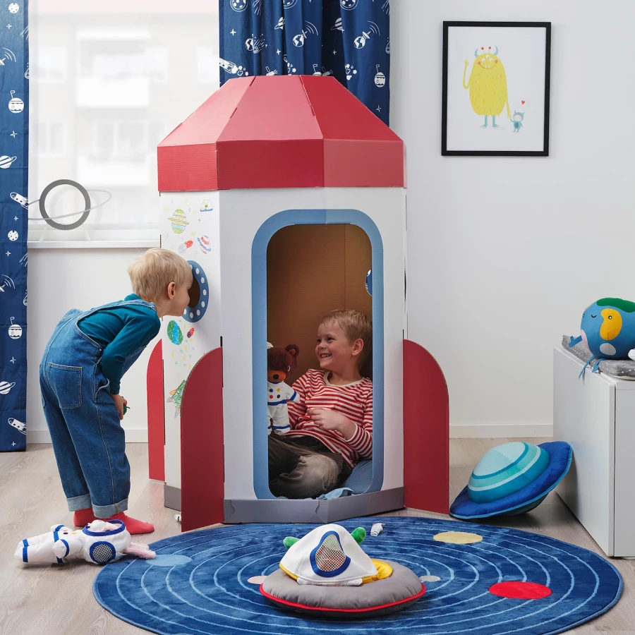 Детская палатка - IKEA AFTONSPARV/АФТОНСПАРВ ИКЕА, 82х118х135 см, красный/белый (изображение №4)