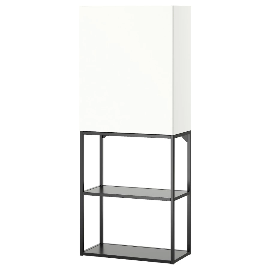 Навесной шкаф - ENHET IKEA/ ЭНХЕТ ИКЕА,   60x32x150 см, белый/черный (изображение №1)