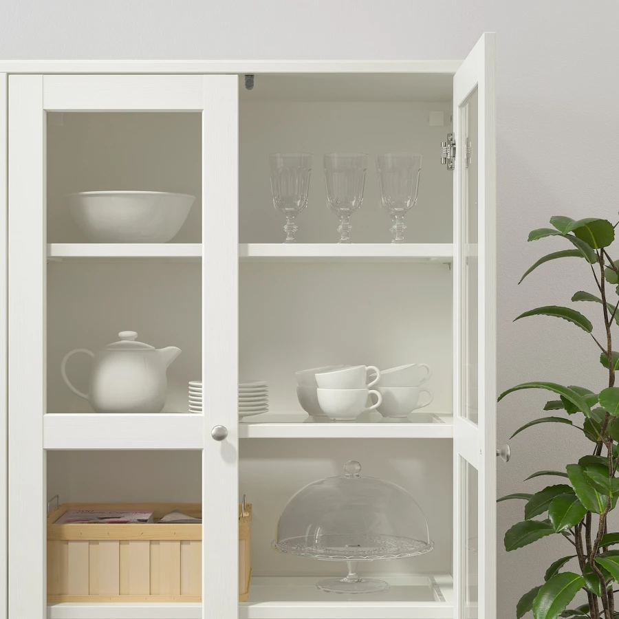 Шкаф-витрина с цоколем - IKEA HAVSTA/ХАВСТА ИКЕА, 81x37x134 см, белый (изображение №2)