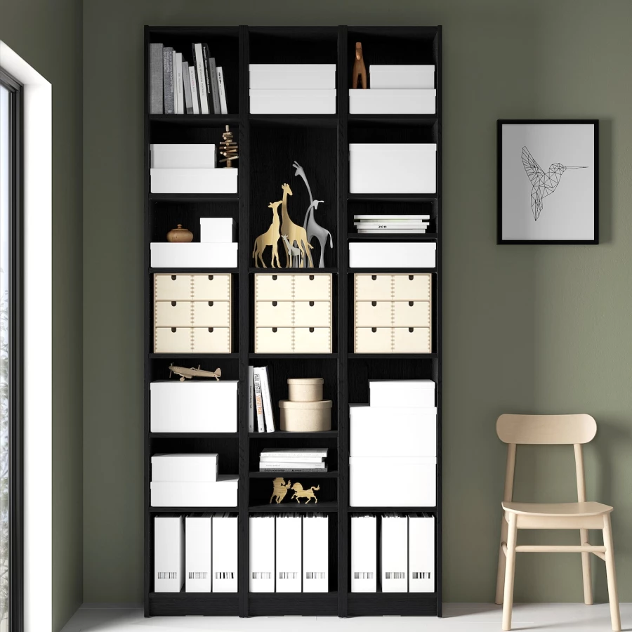 Книжный шкаф -  BILLY IKEA/ БИЛЛИ ИКЕА,120х28х237 см, черный (изображение №5)