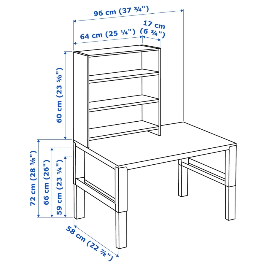 Стол детский - IKEA PÅHL/PAHL/ПОЛЬ ИКЕА, 96x58 см, белый/голубой (изображение №5)