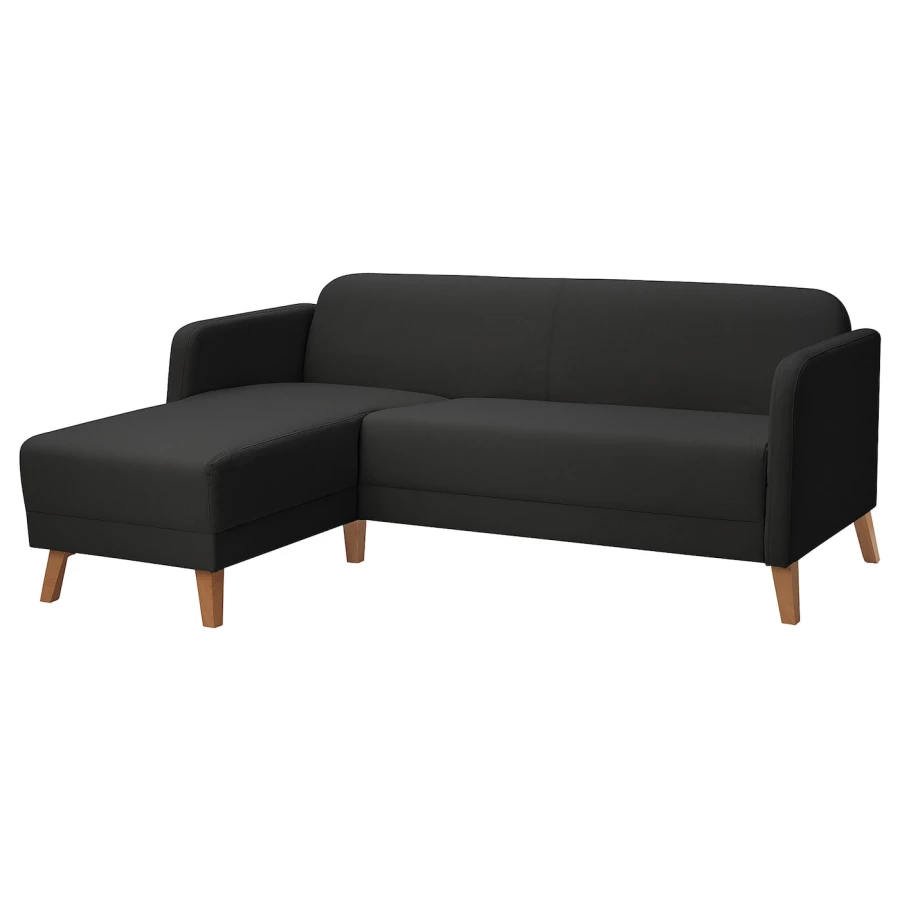 2-местный диван и козетка - IKEA LINANÄS/LINANAS, 76x80,5x197см, черный, ЛИНАНЭС ИКЕА (изображение №1)