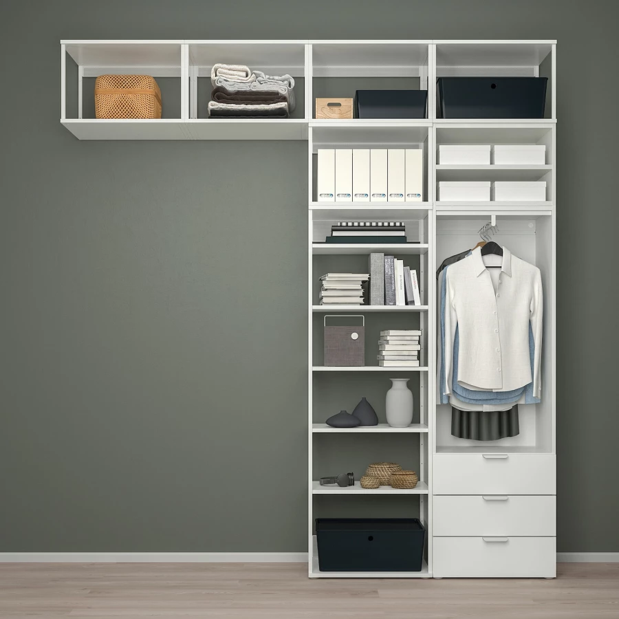 Шкаф с 2 дверцами + 3 ящикаим - IKEA PLATSA/ПЛАТСА ИКЕА, 42х240х261 см, белый (изображение №3)