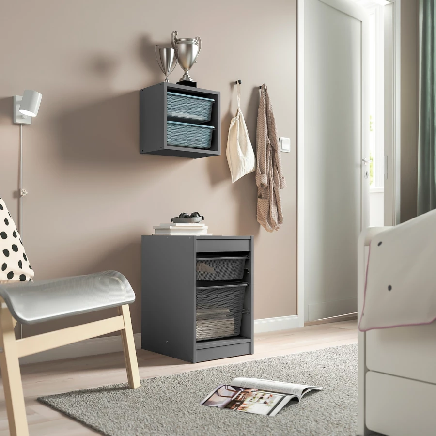 Стеллаж - IKEA TROFAST, 34х44х56 см, серый/темно-серый, ТРУФАСТ ИКЕА (изображение №2)