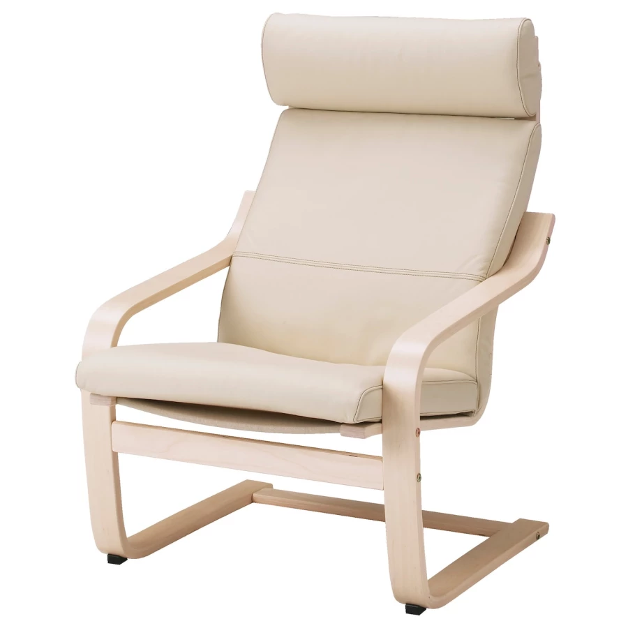 Кресло-качалка - POÄNG / POАNG IKEA/  ПОЭНГ ИКЕА,  72х62 см, светло-бежевый (изображение №2)