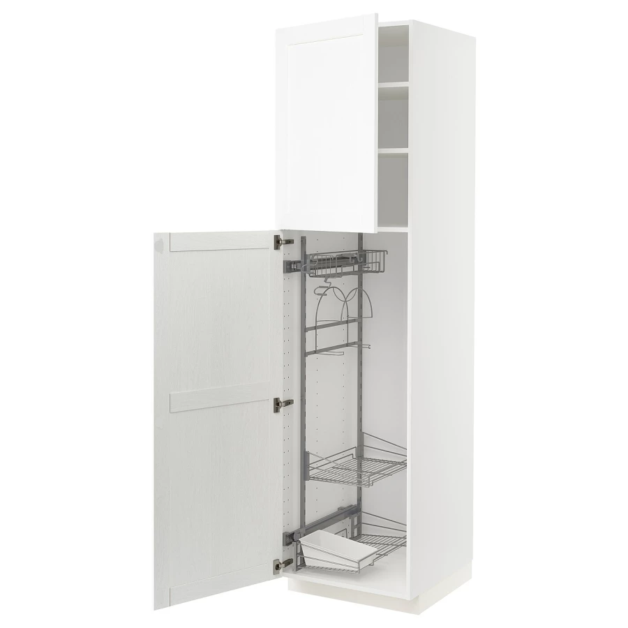 Высокий шкаф/бытовой - IKEA METOD/МЕТОД ИКЕА, 220х60х60 см, белый (изображение №1)
