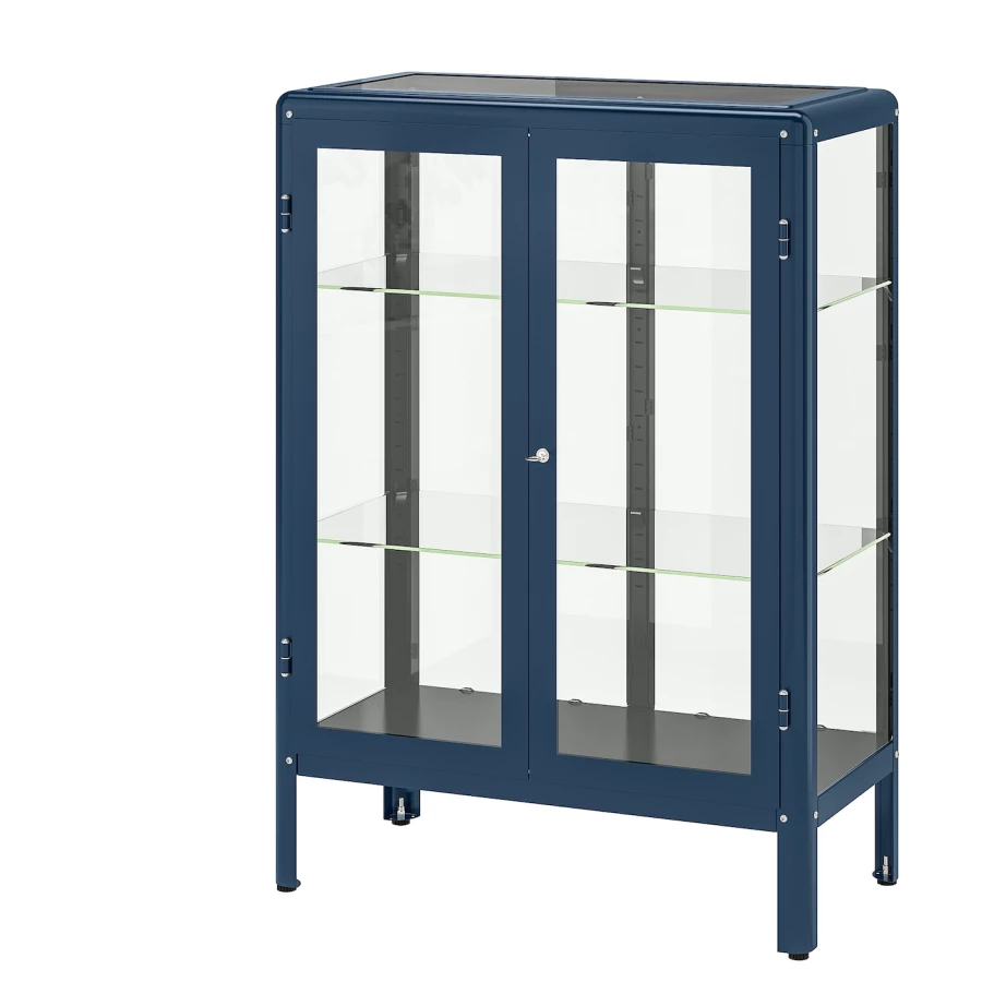 Шкаф со стеклянной дверью - FABRIKÖR/FABRIKОR   IKEA/ ФАБРИКОР ИКЕА,81x113х42 см, прозрачный/ синий (изображение №1)