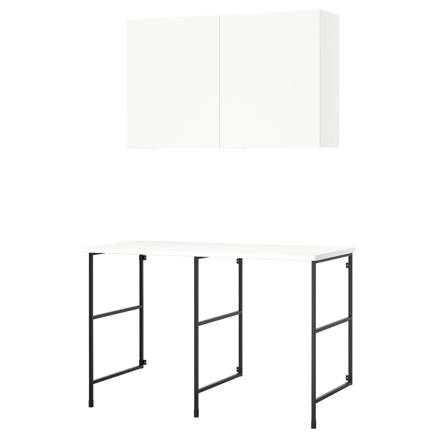 Комбинация - IKEA ENHET/ЭНХЕТ ИКЕА, 90,5х63,5х139 см, белый (изображение №1)