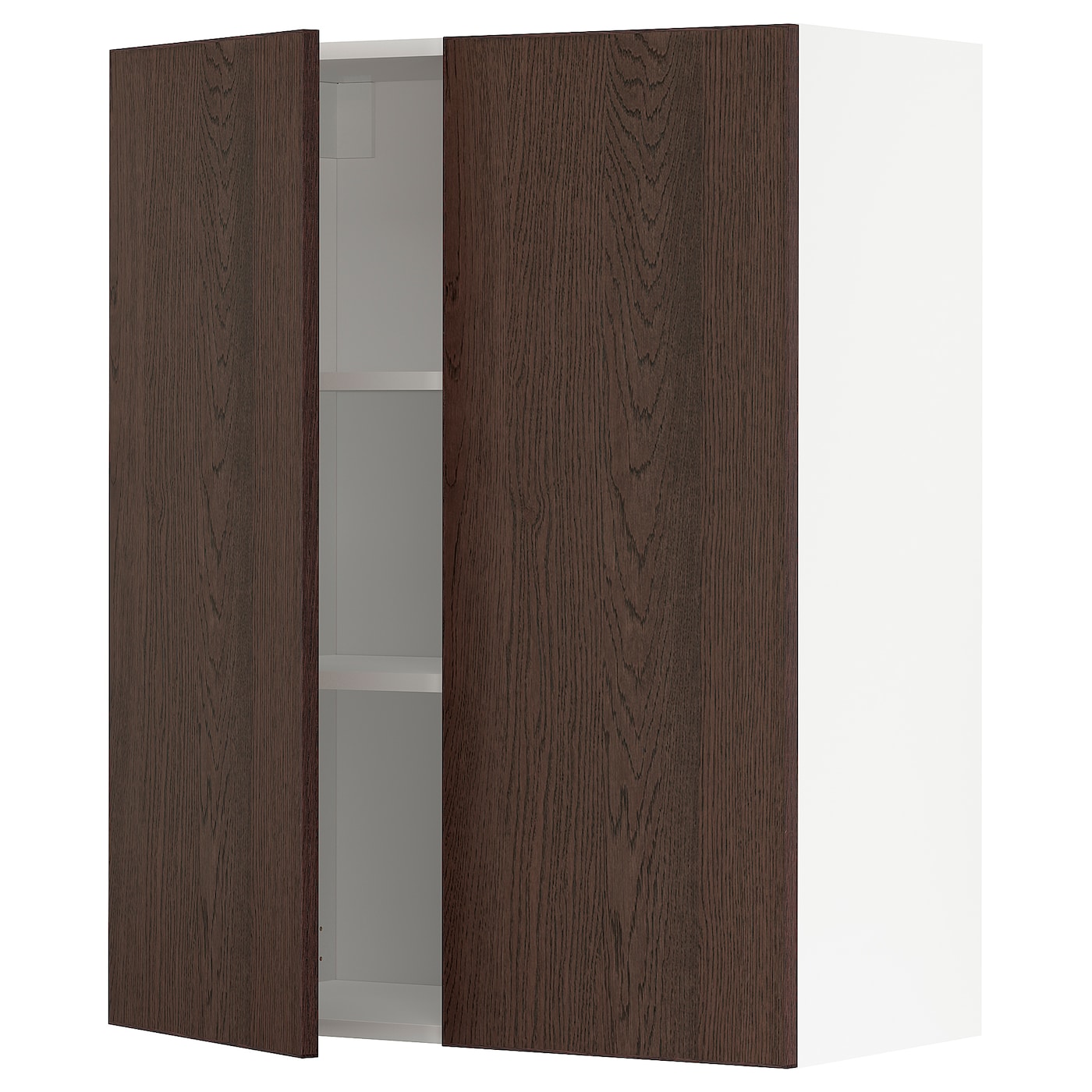 Навесной шкаф с полками/2 дверцы - METOD  IKEA/  МЕТОД ИКЕА, 100х80 см, белый/коричневый