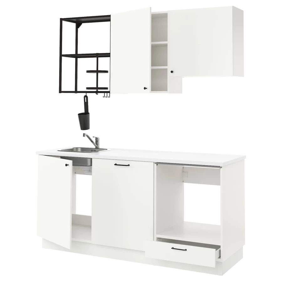 Кухня -  ENHET  IKEA/ ЭНХЕТ ИКЕА, 222х183 см, белый/черный (изображение №1)