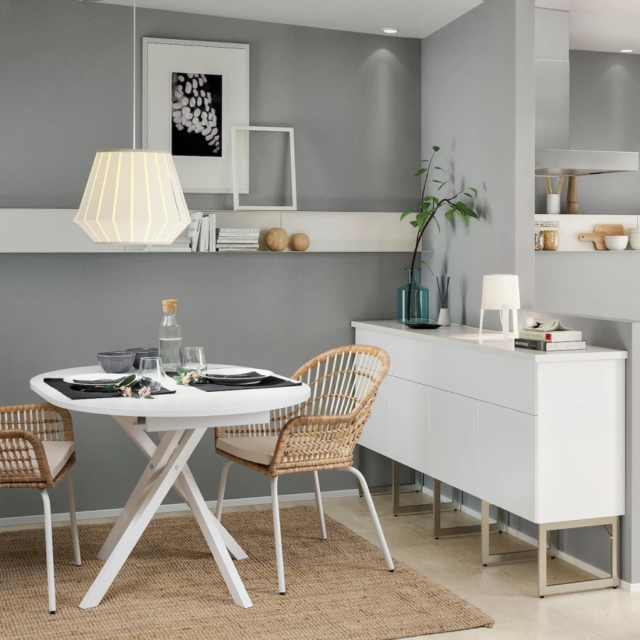 Раздвижной стол - IKEA GRANSTORP, 90х90х75 см, белый, ГРАНСТОРП ИКЕА (изображение №2)