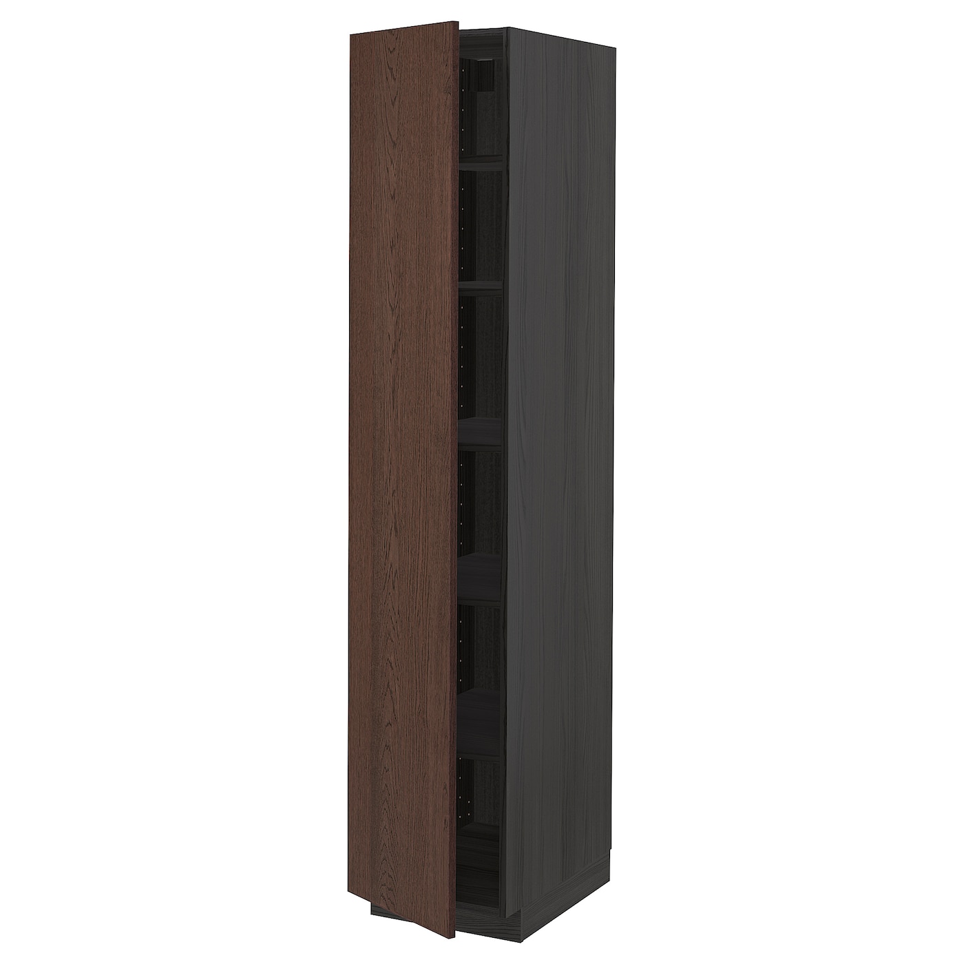 Высокий кухонный шкаф с полками - IKEA METOD/МЕТОД ИКЕА, 200х60х40 см, черный/коричневый