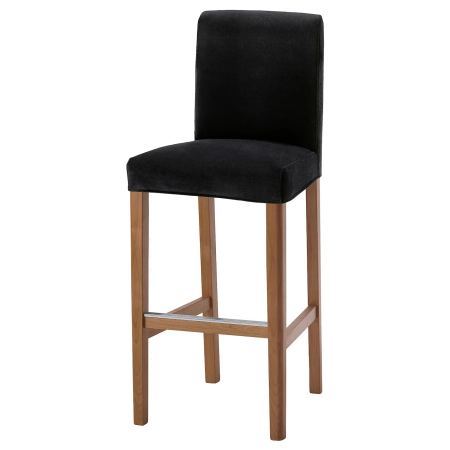 Барный стул со спинкой - BERGMUND IKEA/БЕРГМУНД ИКЕА, 110х45х49 см, черный (изображение №1)