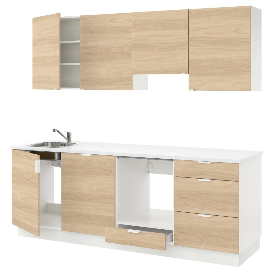 Кухня - ENHET  IKEA/ ЭНХЕТ ИКЕА, 243х222 см, белый/бежевый (изображение №1)