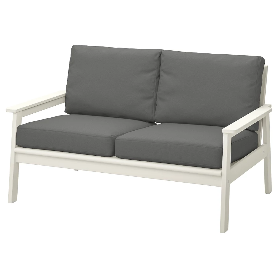 2-местный диван - IKEA BONDHOLMEN/БОНДХОЛЬМЕН ИКЕА, 88х81х139 см, серый/белый (изображение №2)