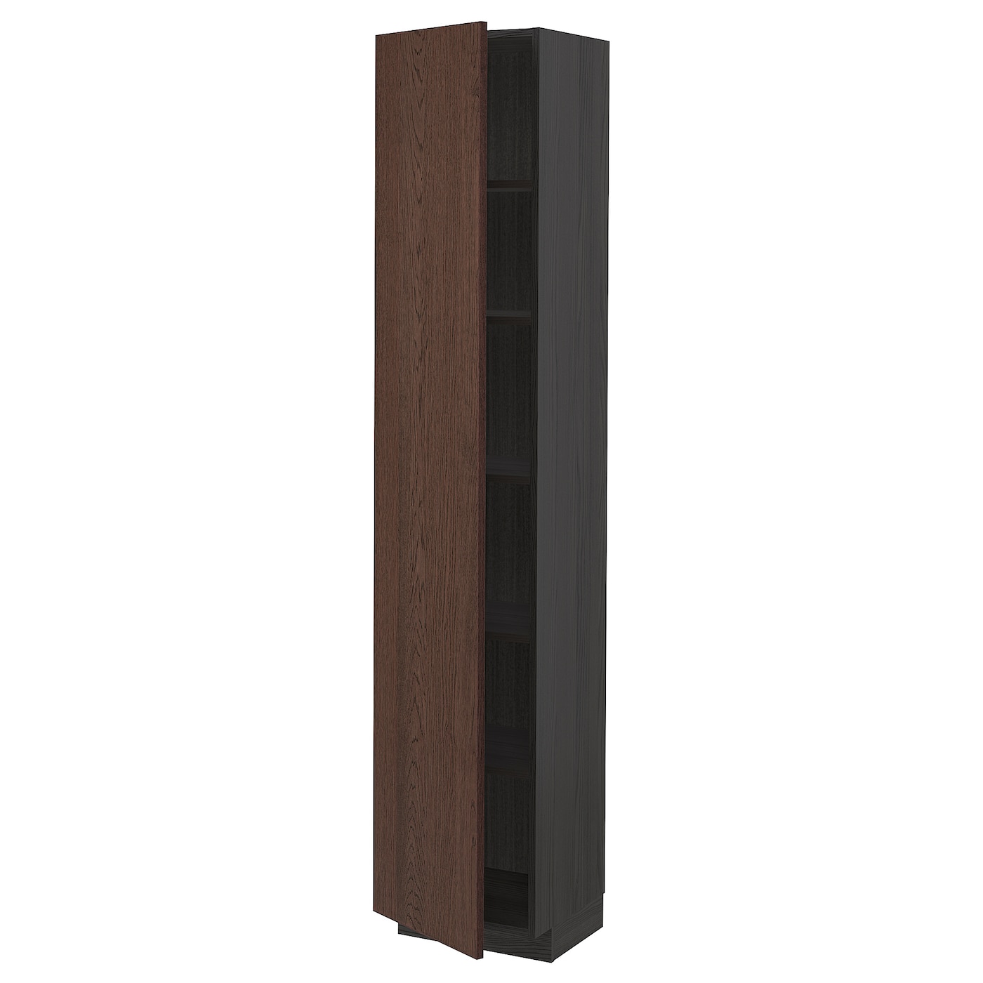 Высокий кухонный шкаф с полками - IKEA METOD/МЕТОД ИКЕА, 200х37х40 см, черный/коричневый