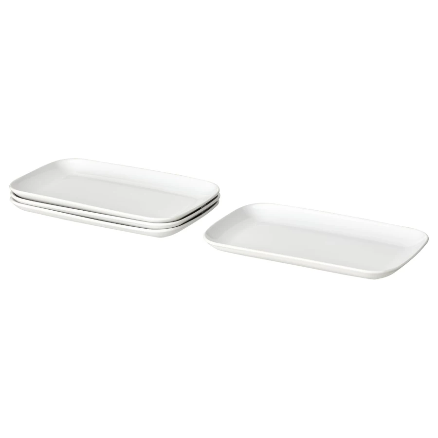Набор тарелок, 4 шт. - IKEA GODMIDDAG, 30х18 см, белый, ГОДМИДДАГ ИКЕА (изображение №1)
