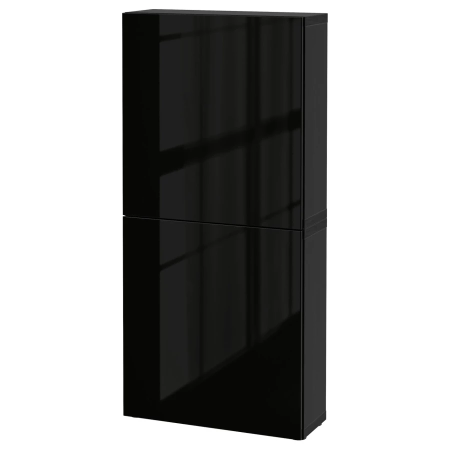 Навесной шкаф - IKEA BESTÅ/BESTA, 60x22x128 см, черный, БЕСТО ИКЕА (изображение №1)