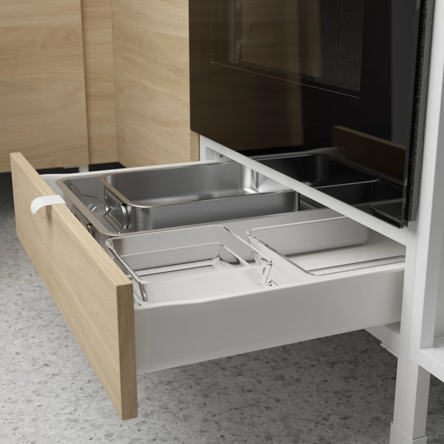Угловая кухонная комбинация для хранения - ENHET  IKEA/ ЭНХЕТ ИКЕА, 168,5х290,5х75 см, белый/бежевый (изображение №7)
