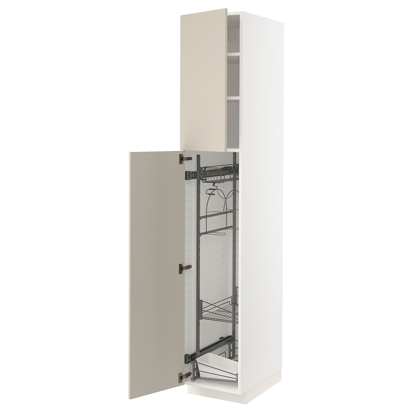 Высокий шкаф/бытовой - IKEA METOD/МЕТОД ИКЕА, 220х60х40 см, белый/бежевый