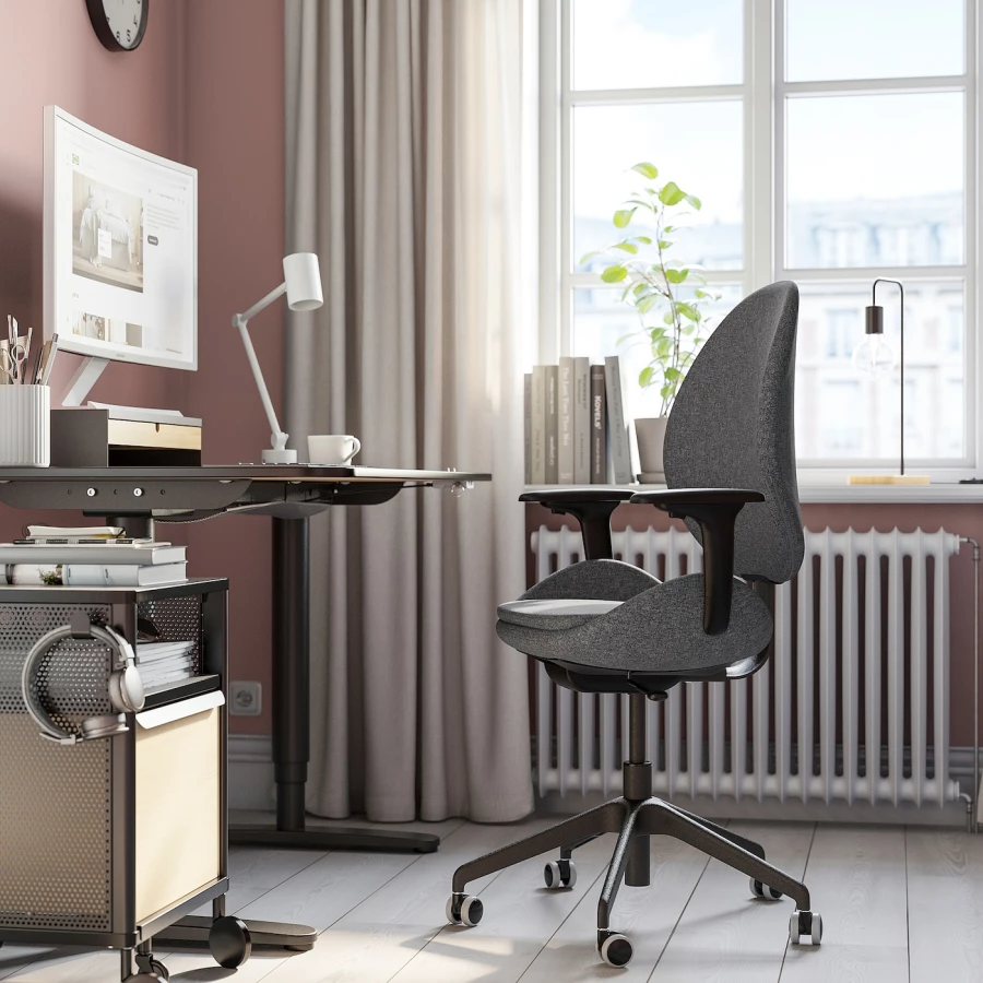 Офисный стул IKEA HATTEFJÄLL/HATTEFJALL, 68x68x114см, серый, ХАТТЕФЬЕЛЛЬ ИКЕА (изображение №7)