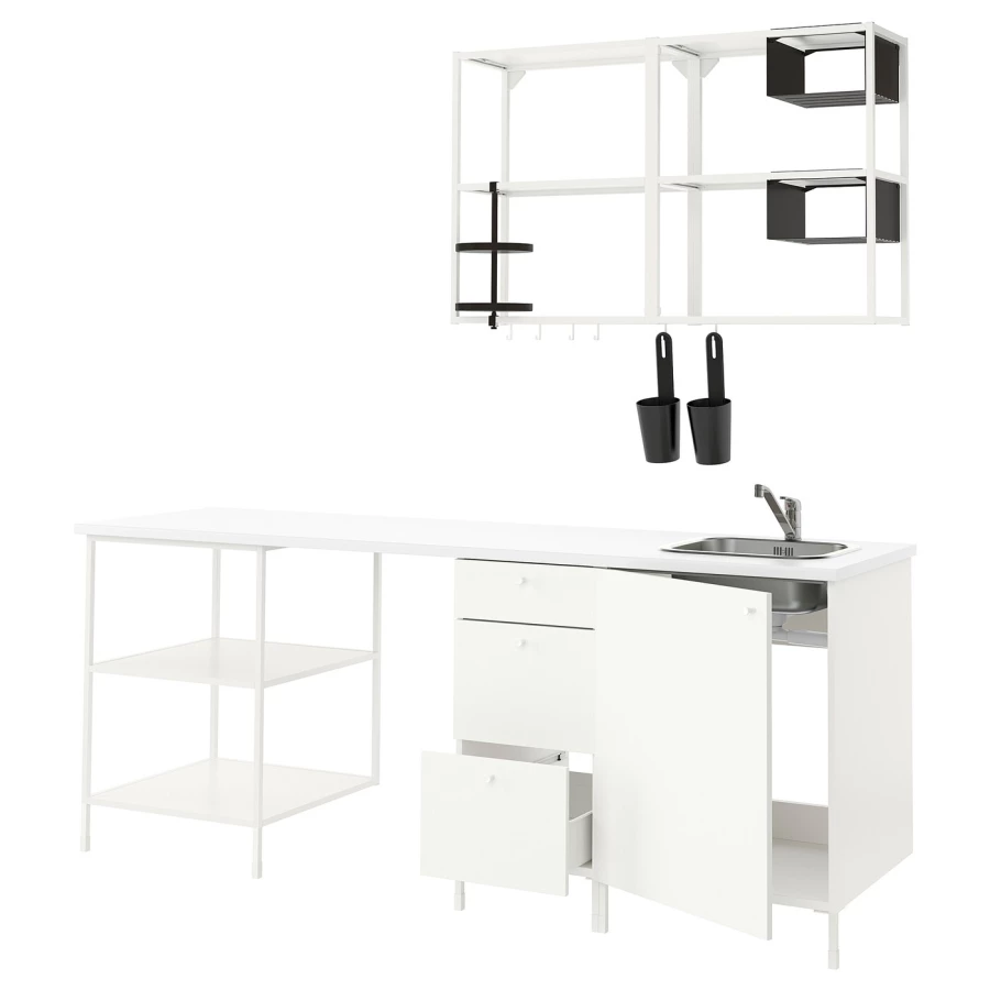 Кухня -  ENHET  IKEA/ ЭНХЕТ ИКЕА, 223х222 см, белый (изображение №1)