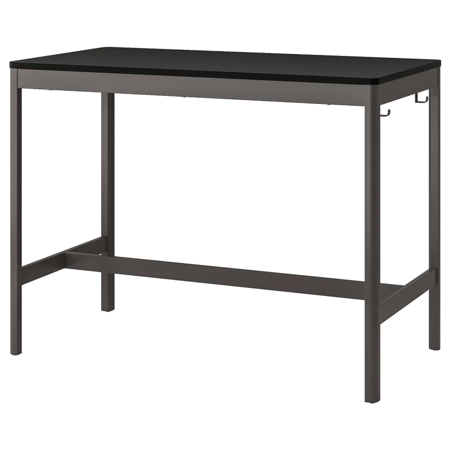 Письменный стол - IKEA IDÅSEN, 140х70 см, темно-серый/черный, ИДОСЕН ИКЕА (изображение №1)