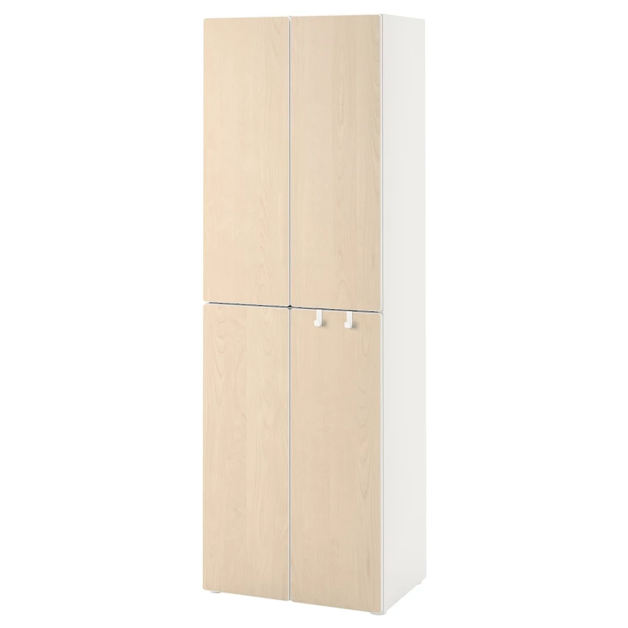Шкаф детский - IKEA PLATSA/SMÅSTAD/SMASTAD, 60x40x180 см, белый/светло-коричневый, ИКЕА (изображение №1)