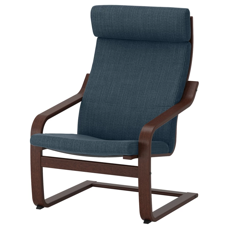 Кресло - IKEA POÄNG/POANG/ПОЭНГ ИКЕА, 68х82х100 см, тёмно-синий (изображение №1)