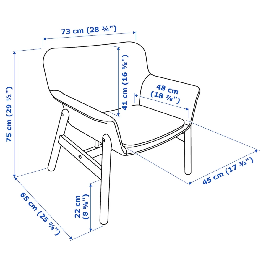 Кресло - IKEA VEDBO, 73х65х75 см, черный, ВЕДБУ ИКЕА (изображение №9)