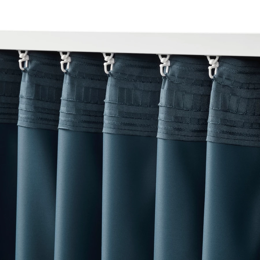 Затемняющая штора, 2 шт. - IKEA BLÅHUVA/BLAHUVA, 300х145 см, темно-синий, БЛОХУВА ИКЕА (изображение №5)