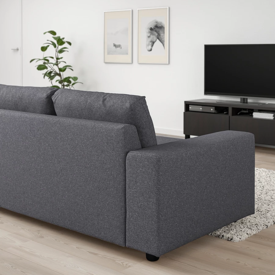 3-местный диван с шезлонгом - IKEA VIMLE, 98x275см, темно-серый, ВИМЛЕ ИКЕА (изображение №5)