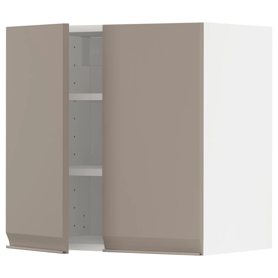 Навесной шкаф с полкой - METOD IKEA/ МЕТОД ИКЕА, 60х60 см, белый/светло-коричневый (изображение №1)