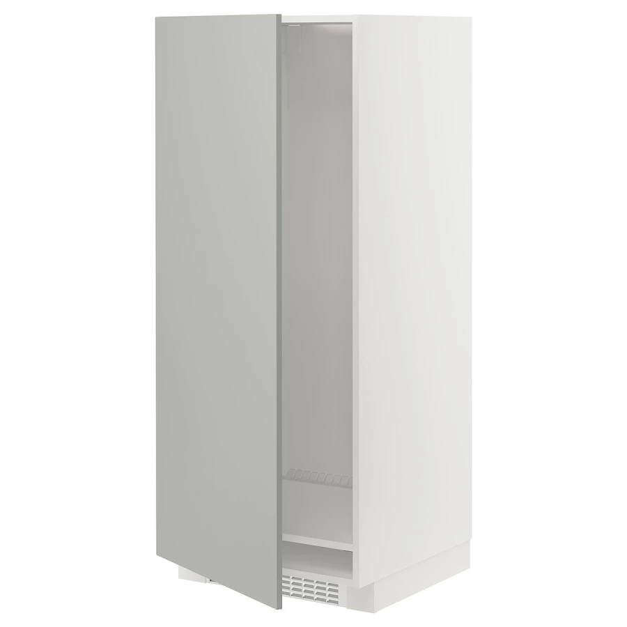 Высокий кухонный шкаф - IKEA METOD/МЕТОД ИКЕА, 140х60х60 см, белый/серый (изображение №1)