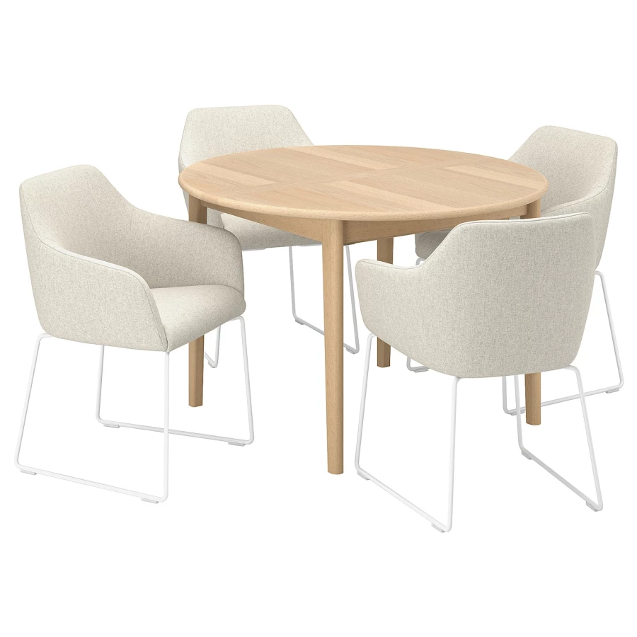 Стол и 4 стула - SKANSNÄS/SKANSNАS/TOSSBERG IKEA/ СКАНСНАС/ ТОССБЕРГ  ИКЕА, 170х75 см,  под беленый дуб /серый (изображение №1)