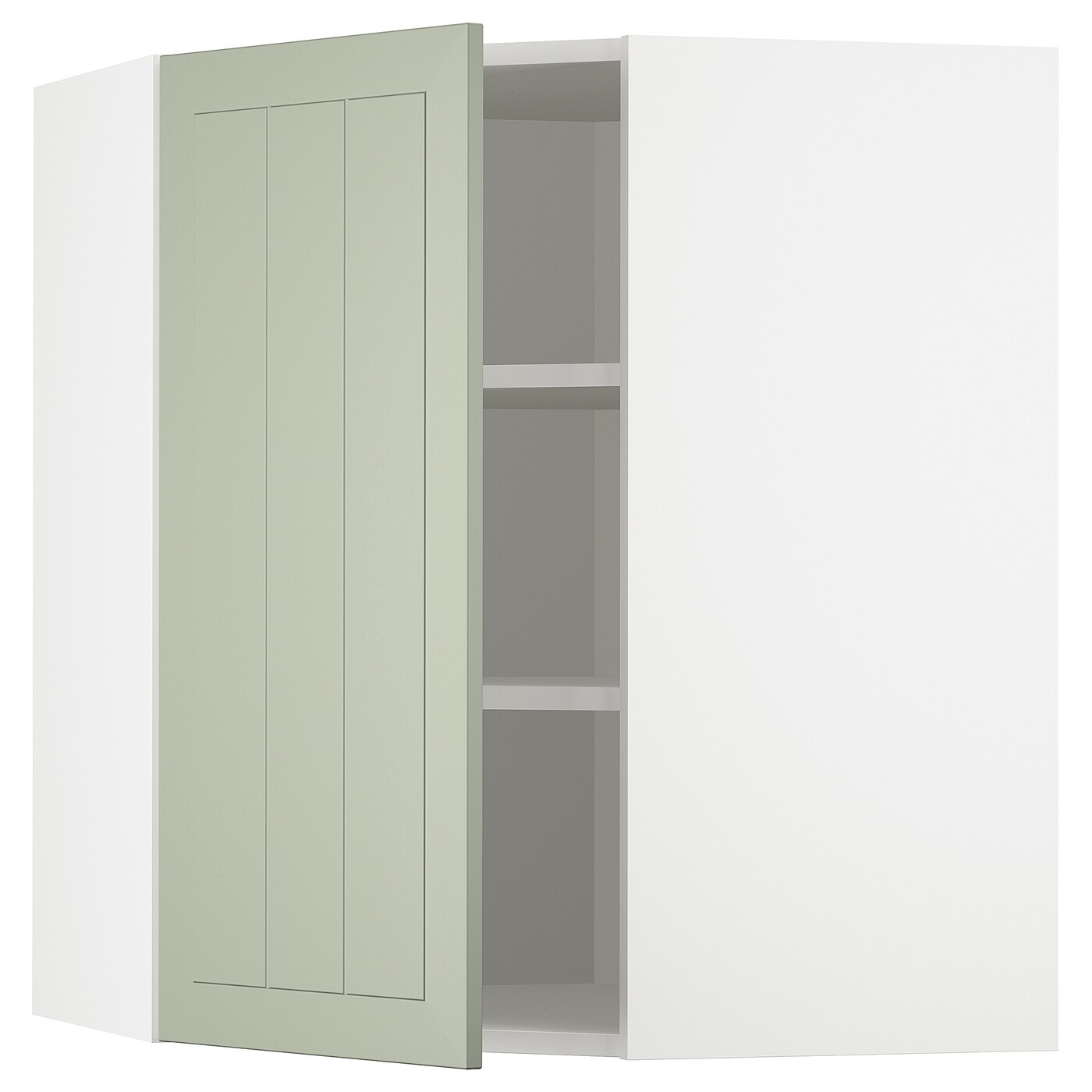 Угловой навесной шкаф с полками - METOD  IKEA/  МЕТОД ИКЕА, 80х68 см, белый/зеленый