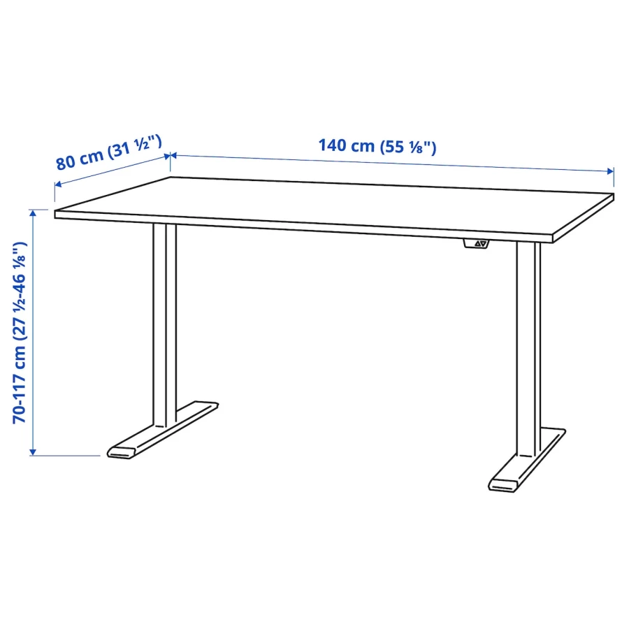 Письменный стол  - IKEA RODULF /РОДУЛЬФ  ИКЕА, 140х80 см, белый/серый (изображение №15)