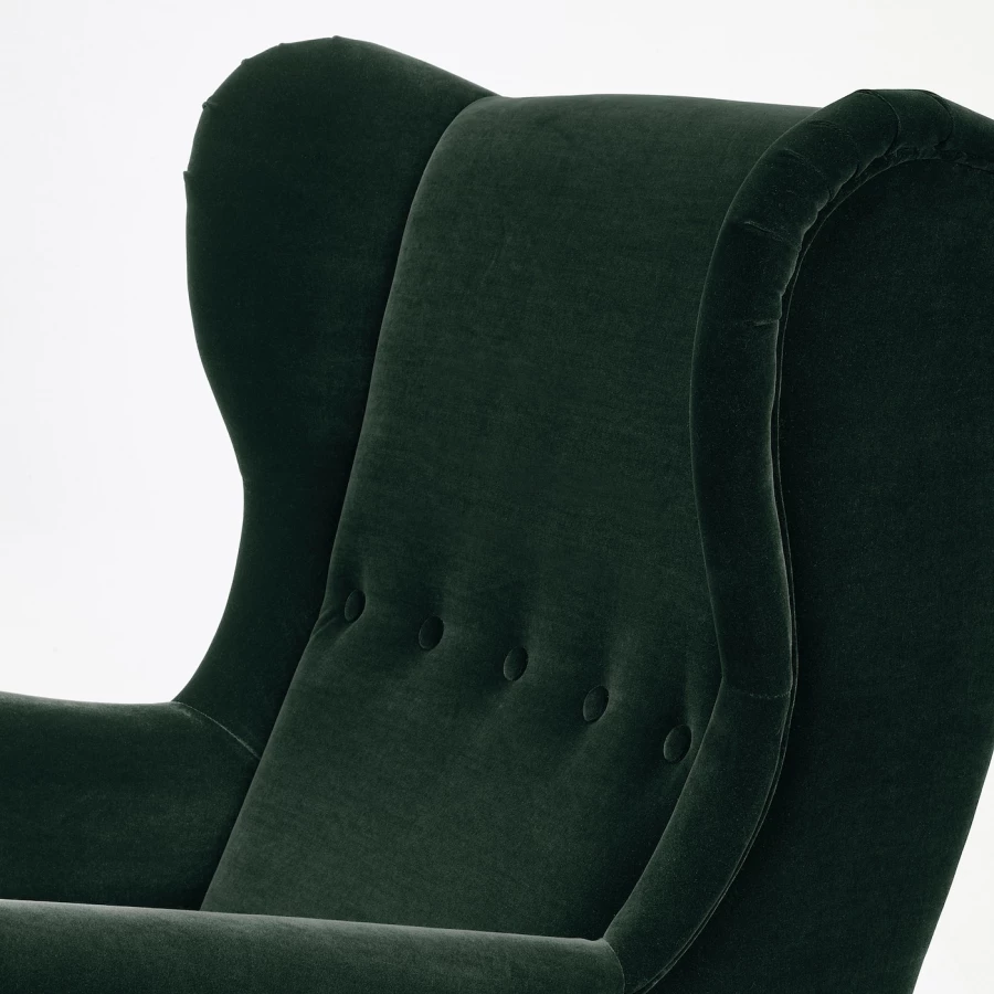 Кресло и табурет для ног - IKEA STRANDMON, 82х96х101 см, темно-зеленый, СТРАНДМОН ИКЕА (изображение №3)