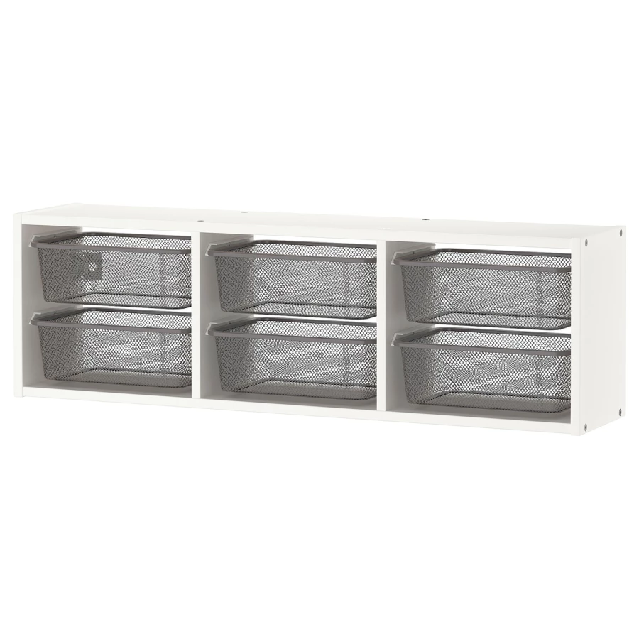Стеллаж настенный - IKEA TROFAST, 99х21х30 см, белый/серый, ТРУФАСТ ИКЕА (изображение №1)