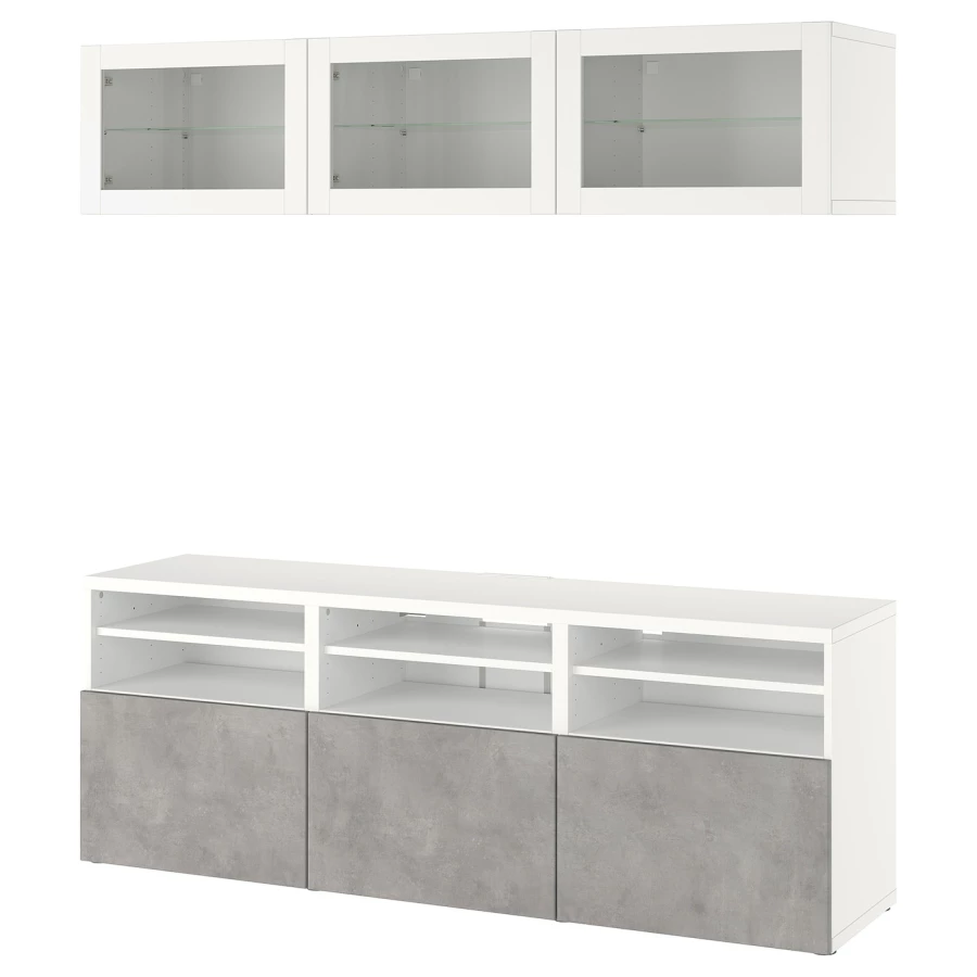 Шкаф для ТВ - IKEA BESTÅ/BESTA, 180x42x192 см, серый, Бесто ИКЕА (изображение №1)