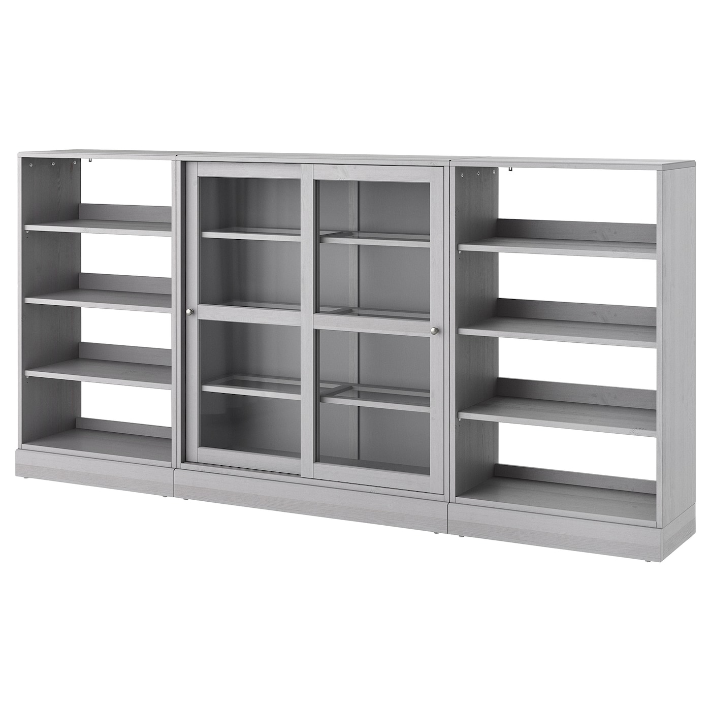 Комбинация раздвижных стеклянных дверей - IKEA HAVSTA/ХАВСТА ИКЕА, 134х37х283 см, серый