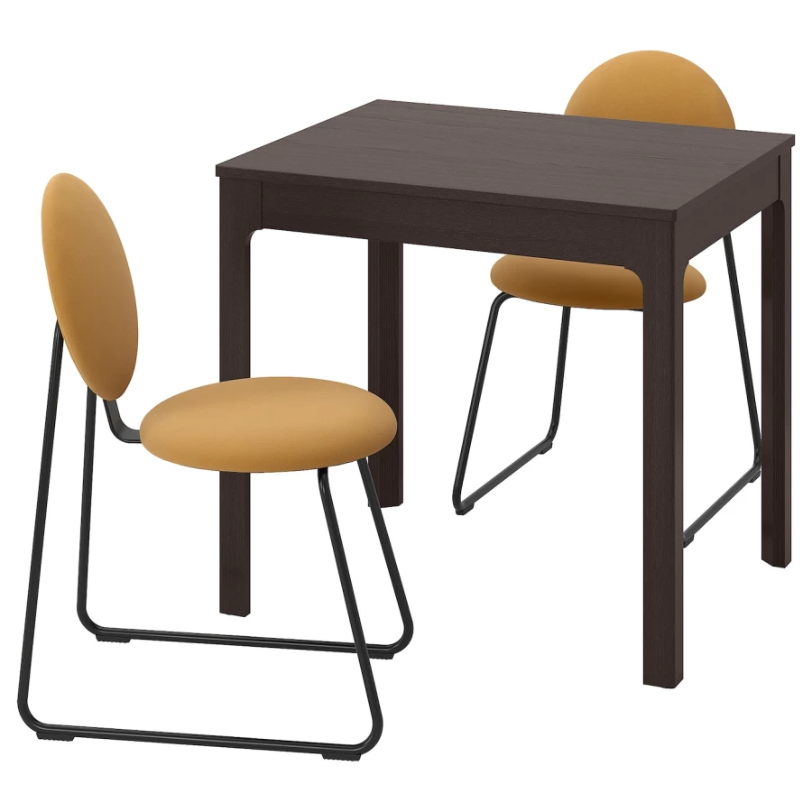 Стол и 2 стула - EKEDALEN / MÅNHULT IKEA/ЭКЕДАЛЕН/МОНХУЛЬТ ИКЕА,120х75х70 см, коричневый/желтый (изображение №1)