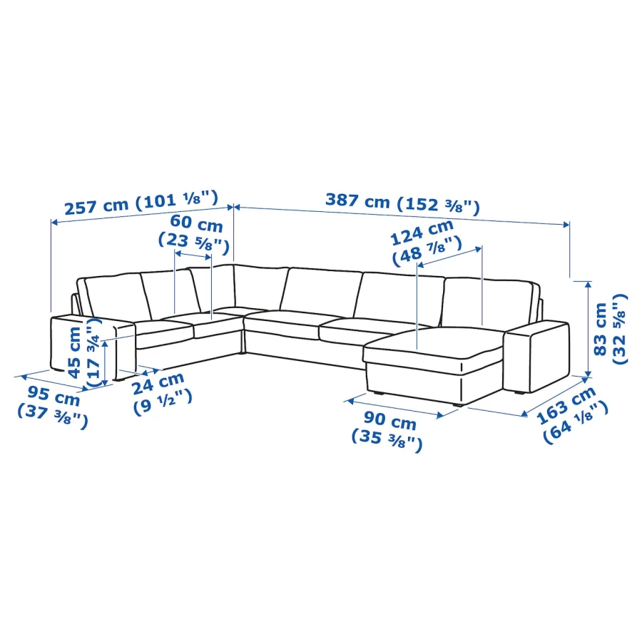 Диван угловой 6-местный с оттоманкой - IKEA KIVIK/КИВИК ИКЕА, темно-зеленый (изображение №5)