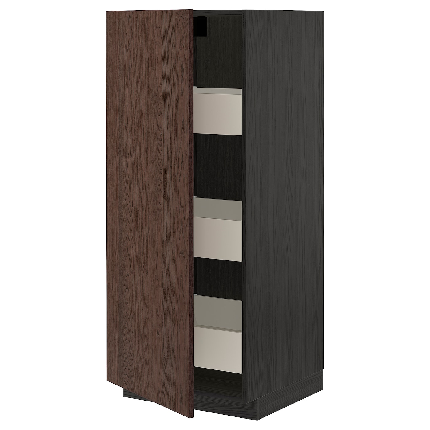 Шкаф с ящиками - IKEA METOD/MAXIMERA/МЕТОД/МАКСИМЕРА ИКЕА, 140х60х60 см, черный/коричневый