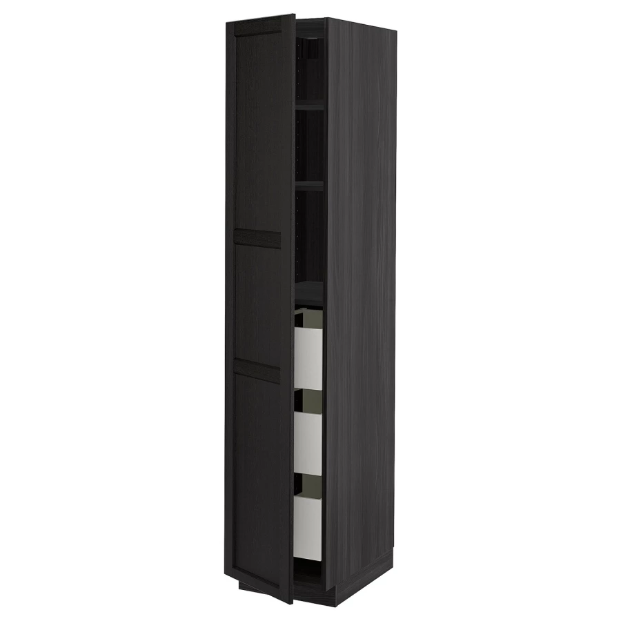 Высокий шкаф с ящиками - IKEA METOD/MAXIMERA/МЕТОД/МАКСИМЕРА ИКЕА, 200х60х40 см, черный (изображение №1)