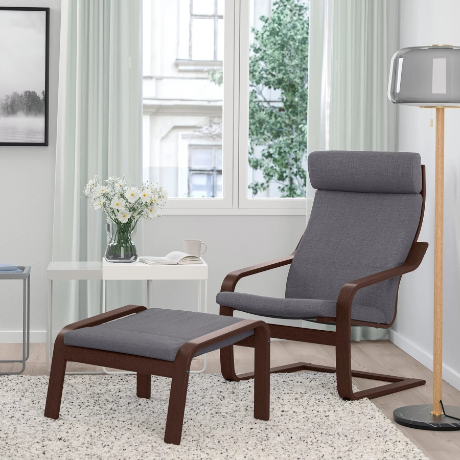 Кресло-качалка - POÄNG / POАNG IKEA/  ПОЭНГ ИКЕА,  72х62 см, серый (изображение №2)