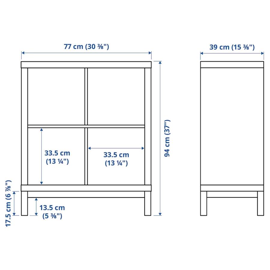 Стеллаж 4 ячейки - IKEA KALLAX, 77х77 см, под беленый дуб, КАЛЛАКС ИКЕА (изображение №6)