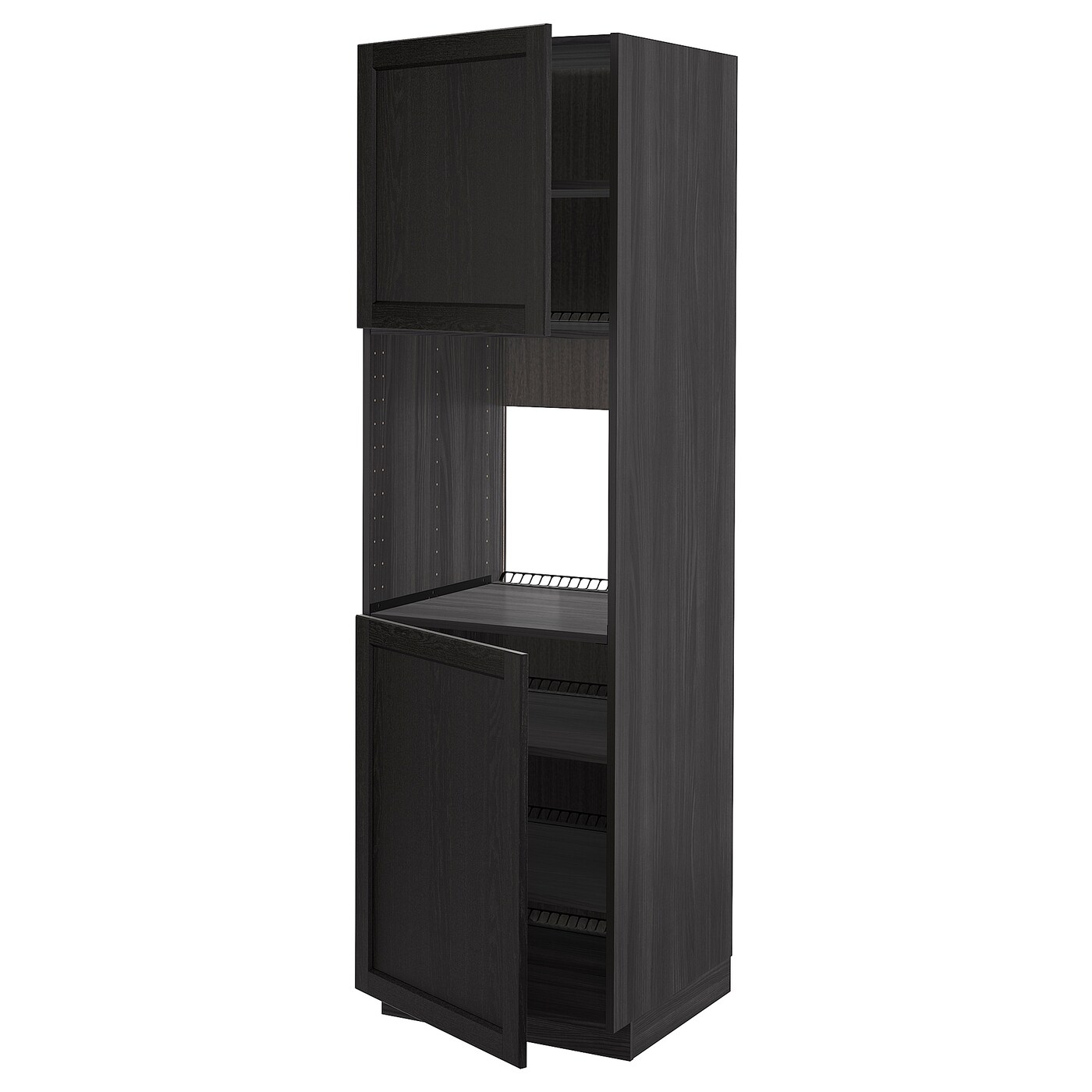 Кухонный шкаф-пенал - IKEA METOD/МЕТОД ИКЕА, 200х60х60 см, черный