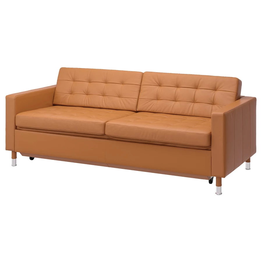 3-местный диван-кровать - IKEA LANDSKRONA, 84x92x223см, оранжевый, кожа, ЛАНДСКРУНА ИКЕА (изображение №2)