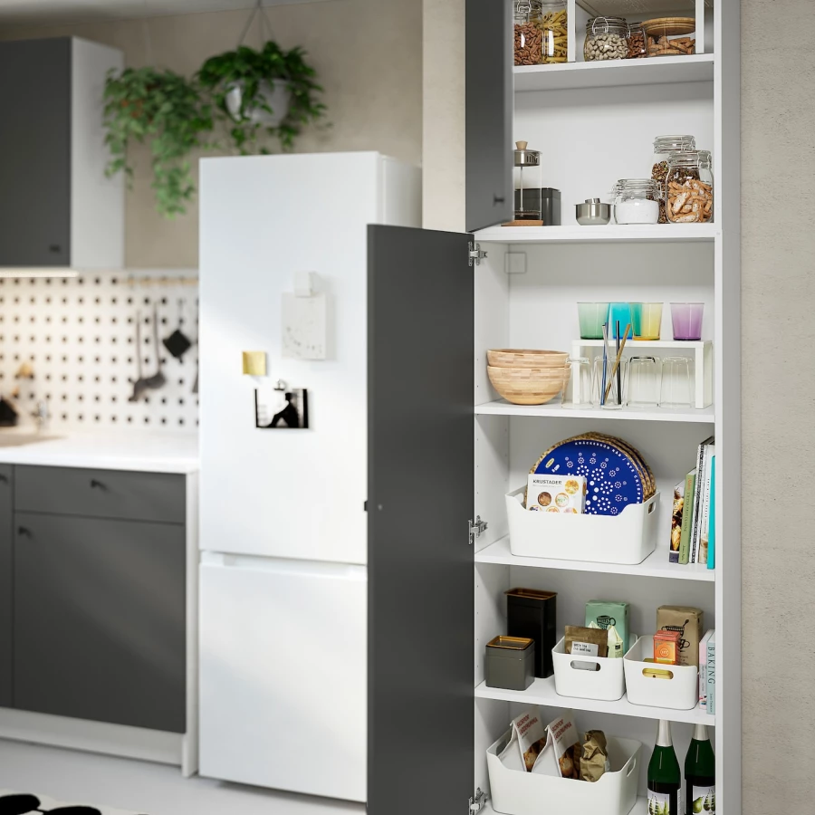 Высокий напольный шкаф - IKEA KNOXHULT/ИКЕА КНОКСХУЛЬТ, белый/черный (изображение №2)